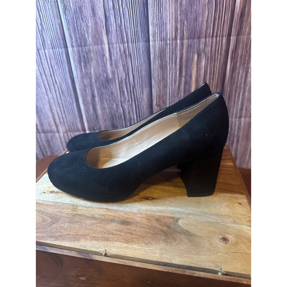 Bandolino Block Heel Pumps Womens 9M Black Faux Suede Round Toe Platform Shoes - Picture 1 of 7
